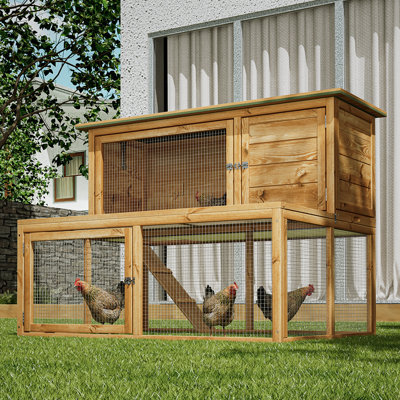 Tucker Murphy Pet Amarian Wooden Chicken Coop Rabbit Hutch Hen Cage with Ramp and Run Area Reviews Wayfair Canada